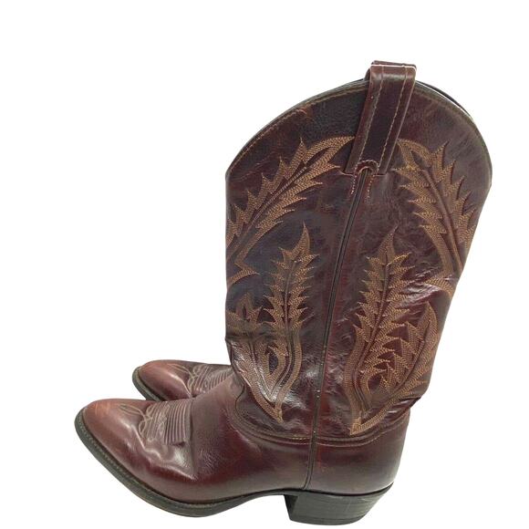 Tony Lama Western Cowboy Boots Size 10 D Men's 6366 Brown Leather Almond Toe